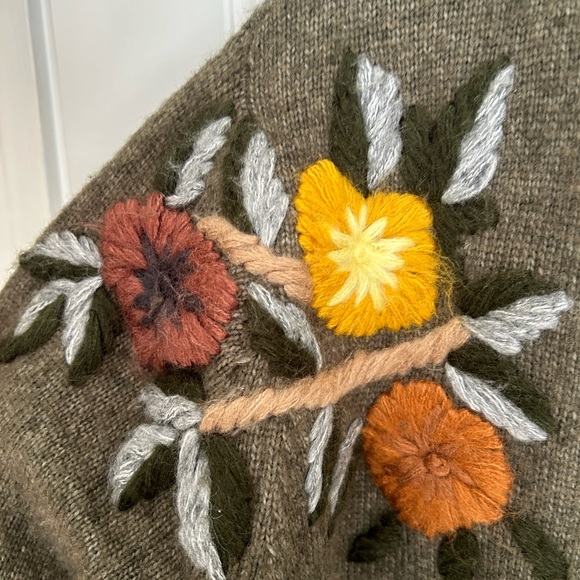 NWT Chloe Heathered green long open front cardigan - embroidery - Picture 4 of 6